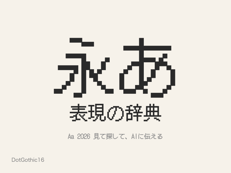 16ドットのビットマップのような、四角い点で構成された文字