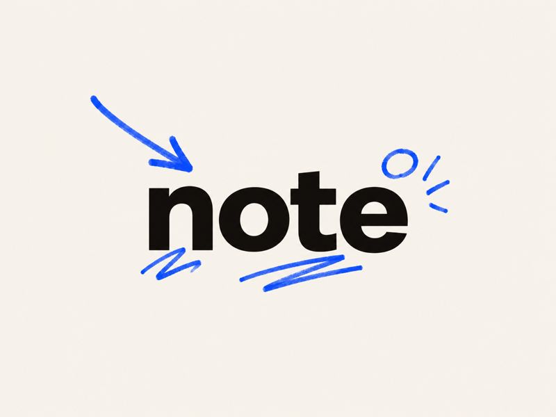 印刷文字の上や横に、マーカーの手書き文字や矢印・丸が描かれている